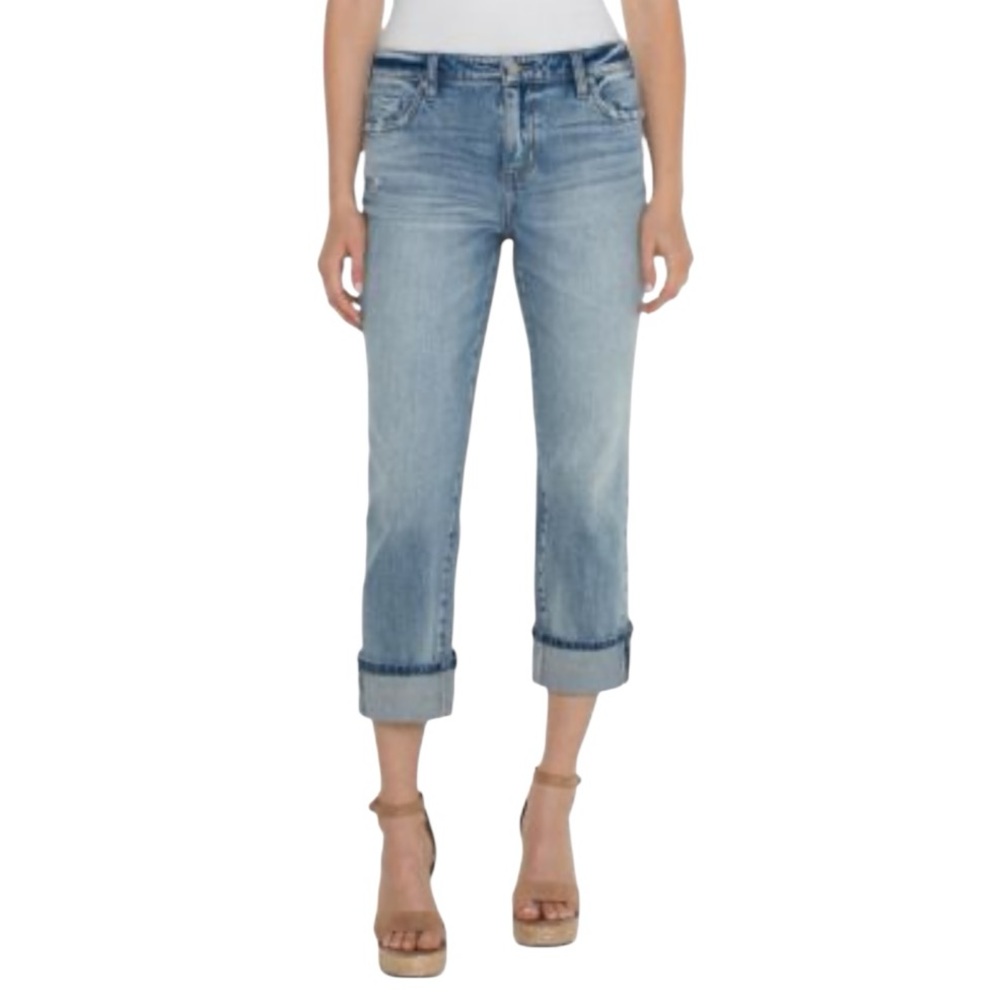 Liverpool Los Angeles Marley Mid Rise Girlfriend Jeans in Old Coast Size 2/26
